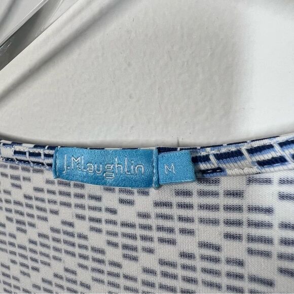 J. McLaughlin Women’s Size Large Sleeveless V-Neck Blue Zig Zag Pattern Dress - Picture 4 of 7